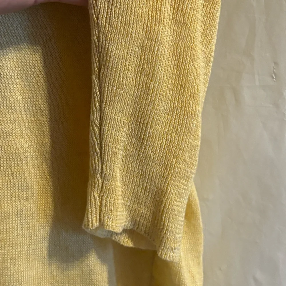 Eileen Fisher Sweater Sz Small Linen Tunic Oversized V-Neck Dolman Sleeve Yellow